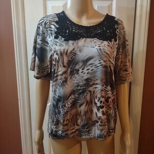 N Touch women's size small petite animal print blouse shirt top